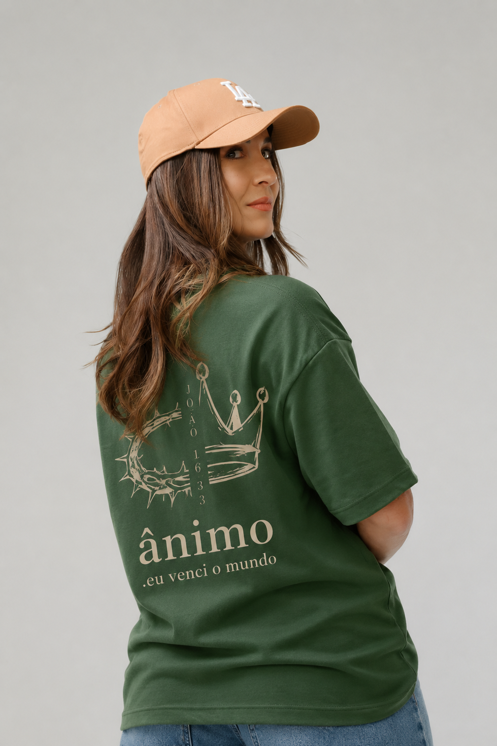 Camiseta Oversized - ÂNIMO VERDE MILITAR