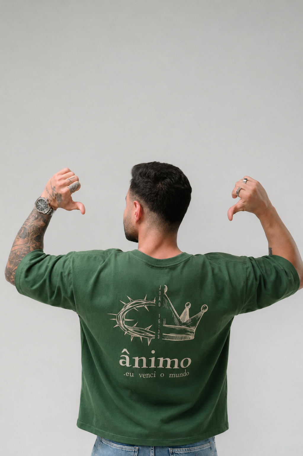 Camiseta Oversized - ÂNIMO VERDE MILITAR