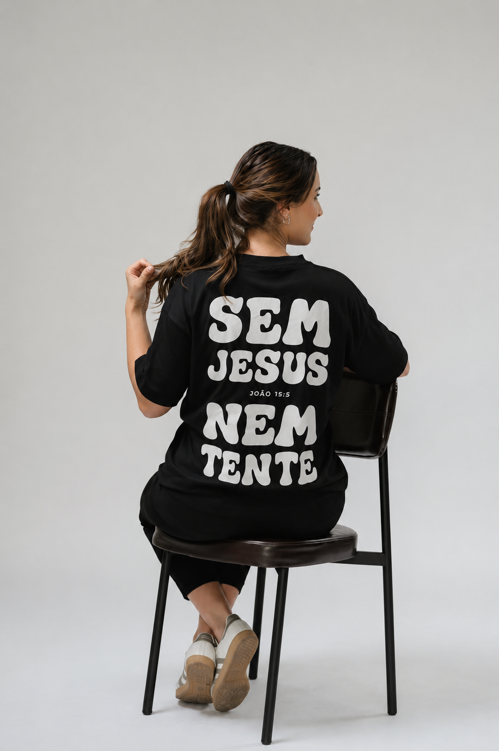 Camiseta Oversized - Sem Jesus Nem Tente