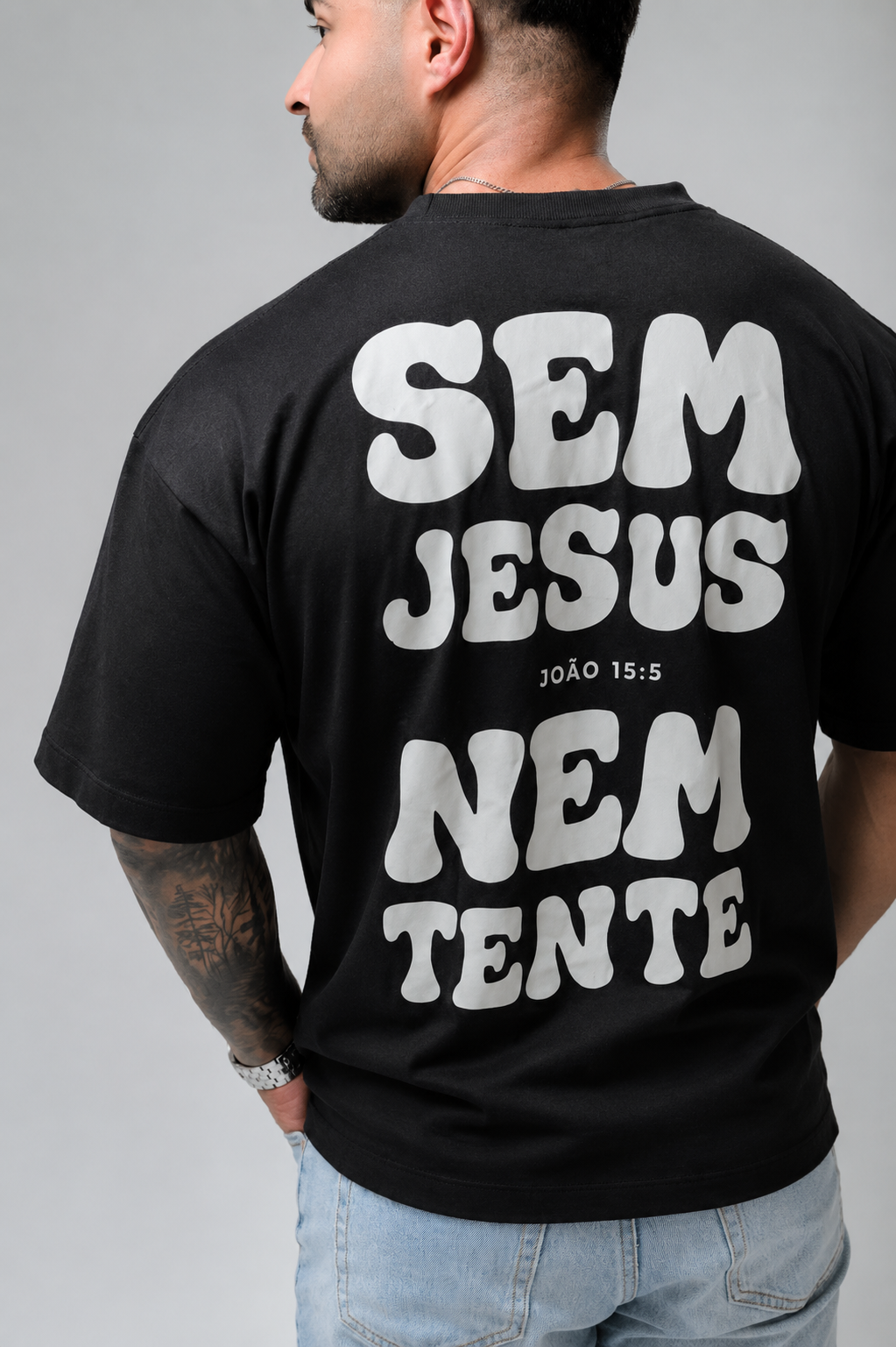 Camiseta Oversized - Sem Jesus Nem Tente